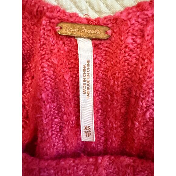 Free People Pink Cropped Ribbed Knit Katie XS Sweater Soft Cozy - Picture 3 of 11